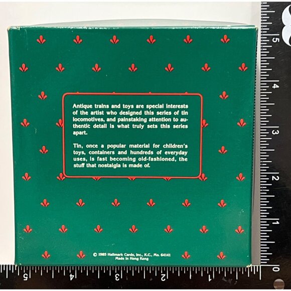 NIP 1985 HALLMARK KEEPSAKE ORNAMENT QX497-2 TIN LOCOMOTIVE TRAIN WHEELS BELL - Picture 3 of 8